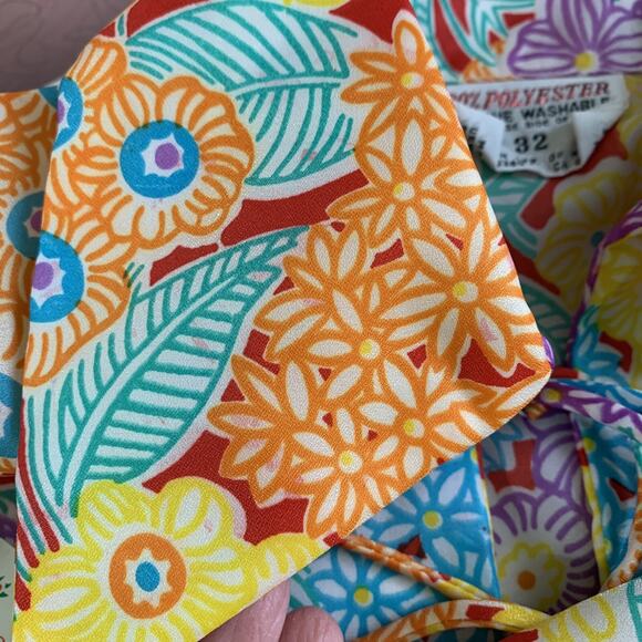 Vintage 1960’s 1970’s Psychedelic Boho Hippie Dagger Collar Popover Sz XS/Small - Picture 9 of 10